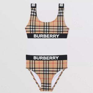 Burberry Logo Print Vintage Check Bikini Swimsuit 12Y